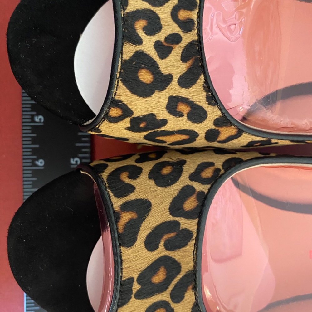 Sacha London Heel Pump Peeptoe Slingback Platform Leopard Leather Suede Elga - Picture 11 of 16